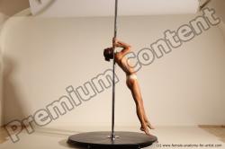 Nude Gymnastic poses Woman White Slim long brown Dancing Dynamic poses Pinup